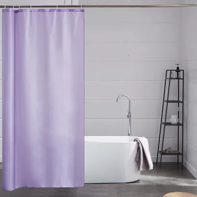 Obrázek produktu pro Textilní sprchová závěsa, fialová, 100x200 cm, polyester, odolná proti plísním, voděodolná, omyvatelná, s 6 kroužky