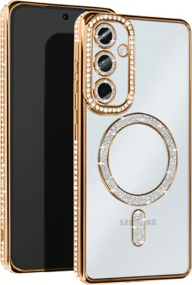 Immagine prodotto di Avizar, custodia diamantata per Samsung A35 - protezione MagSafe con bordo in strass, oro