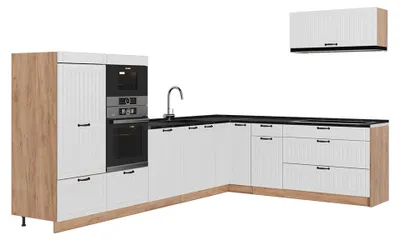 Produktbild von Eckküche Vicco Fame-Line Weiß Landhaus/Goldkraft Eiche 327 x 227 cm, AP Anthrazit, Model 64408