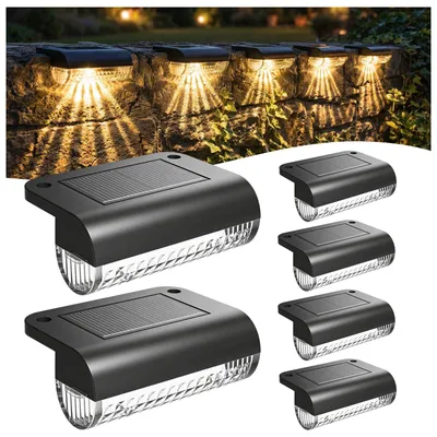 Solar-Wandleuchte Außen, 6 Stück, IP65, Warmweiß, für Zaun & Terrasse