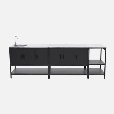 Produktbild von sweeek - Outdoor-Küche 3 Elemente Edelstahl - Schwarz
