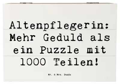 Produktbild von Mr. & Mrs. Panda Geschenkbox Spruch Altenpflegerin Geduld 22 x 15 cm - Weiß - Geschenk, Berufsprodukte, Beruf, Arbeit, Aufbewahrungsbox Holz, fotobox, Box, Engelsgeduld