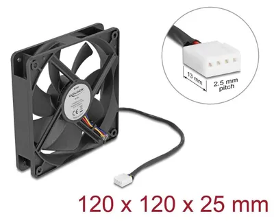 Zdjęcie produktu dla DeLOCK 67303, Wentylator, 12 cm, 1,73 m³/h, Czarny