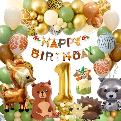 Productafbeelding van 1e verjaardag jongen meisje - Jungle verjaardagsdecoratie 1 jaar