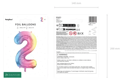 Immagine prodotto di Palloncino in foil numero 2 Palloncino numerato 86 cm Pastello Colorato