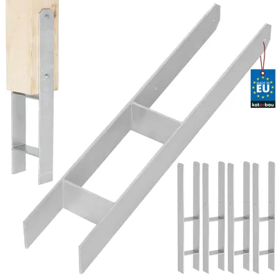 Obrázok produktu pre KOTARBAU® 4 ks Podpera H-stĺpika na osadenie do betónu 100 mm / 600 mm H-kotva z pozinkovanej ocele strieborná kotva na stĺpik obuv na nosník základňa na stĺpik s kotvou do betónu oceľový nosník oceľová kotva
