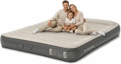 Immagine prodotto di Materasso gonfiabile per 1/2/3 persone con pompa elettrica ricaricabile, auto-gonfiante, 25 cm. Materasso premium per ospiti, ideale per campeggio e uso domestico (3 persone/200 x 180 x 25 cm)