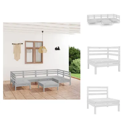 Produktbild von vidaXL 7-tlg. Garten-Lounge-Set Weiß Massivholz Kiefer -  Gartenmöbel-Sets
