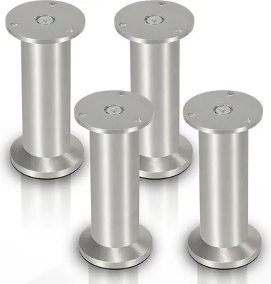 Image de SWANEW 4x pieds de meuble Pieds de meuble en aluminium Diamètre 40 mm Hauteur 200mm Noir Réglable en hauteur