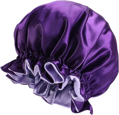 Produktbild von Verstellbare, doppellagige Schlafhaube aus Seidensatin für Damen, mehrfarbig (Lila)