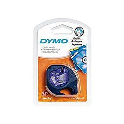 Produktbild von Taśma do pisania Dymo® S0721550 LetraTag, plastikowa, laminowana, 4 m x 12 mm, czarna/przezroczysta