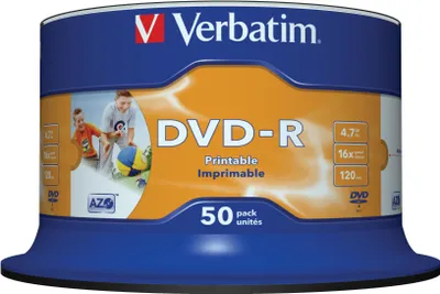 Produktbild von Verbatim DVD-R Rohlinge 50er Spindel bedruckbar
