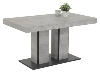 Esstisch, Holz, 140-180x80x76 cm, grau, Betonoptik
