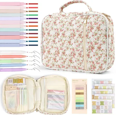 Productafbeelding van Bijbelhoes - Bijbeljournalingsset - Bijbeltas inclusief 12 markeerstiften - 5 gelpennen - 200 tabbladen - 30 x 23 x 8 cm