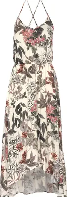 Produktbild von LASCANA Maxikleid im Vokuhila-Stil mit Blumenprint, Druckkleid sand bedruckt Größe 36