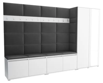 Produktbild von Garderobe LUTON 5 WHITE 15– Farbe: weiß, moderner Schrank 40x290x186 cm, funktionale Lösung für den Flur, Garderobeschrank, Flurmöbel