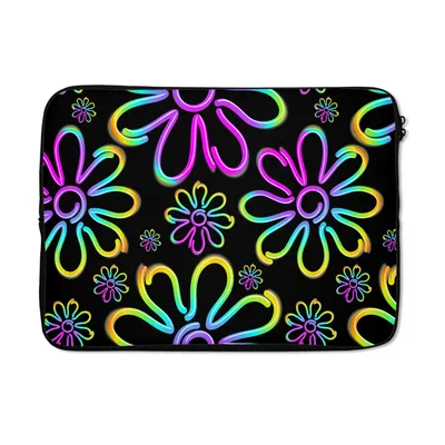 Produktbild von MuchoWow® Laptop Hülle 13 Zoll Blumen - Neon - Muster - Psychedelisch Laptoptasche - Laptophülle - Sleeve - Rundumschutz