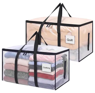 Produktbild von Aufbewahrungstasche Aufbewahrungsbox Kleidersack - 90 Liter - Transparent - 2 Stück