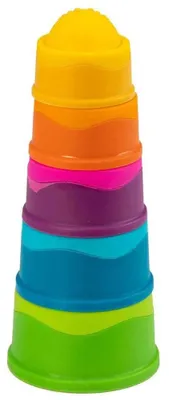 Produktbild von Fat Brain Toy Co. Dimpl Stack, Silikon, Blau, Grün, Orange, Violett, Gelb