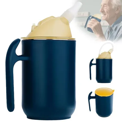 Produktbild von 3-in-1 Trinkbecher 400ml Kinder & Erwachsene, auslaufsicher, mit 2 Deckeln & Strohhalm, für Senioren, Schwangere, Pflegebedürftige