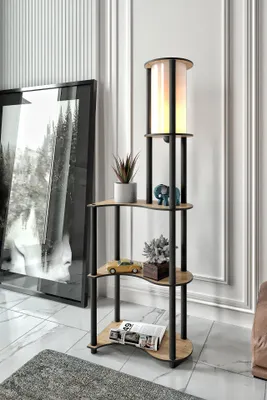 Immagine prodotto di Opviq, moderna lampada da terra in carta craft e MDF, noce, altezza 140 cm | 1 attacco E27, max. 40 W | IP20, design elegante per ogni ambiente, lampadina non inclusa.