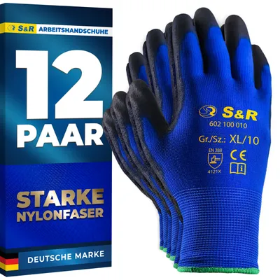 Produktbild von S&R Arbeitshandschuhe Herren, Handschuhe Arbeitshandschuhe, Gartenhandschuhe, Schutzhandschuhe, Mechaniker Handschuhe, Montagehandschuhe, Sicherheitshandschuhe, Arbeitsschutzhandschuhe, Work gloves