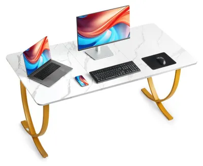 Productafbeelding van Computerbureau Kantoortafel - 160 x 80 cm - 158 kg Draagvermogen - Metalen Frame - Voor Thuiskantoor