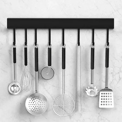 Immagine prodotto di Asta da cucina 40 cm con 8 ganci, montaggio a parete, acciaio inossidabile