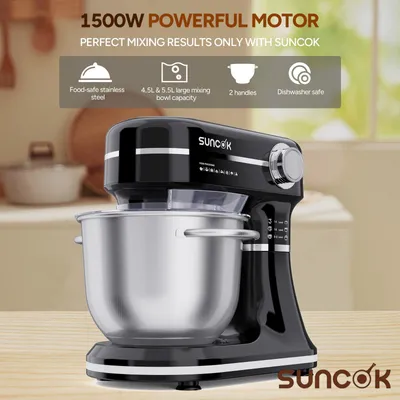 Image de Mixeur sur pied 1500W - Rouge - Bol de 4,5L et 5,5L - 12 vitesses avec base antidérapante - Robot de cuisine
