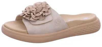 Produktbild von Rieker Damen Pantolette Klettverschluss Blumenapplikation V1562, Größe:39 EU, Farbe:Beige