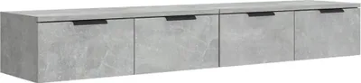 Image de vidaXL Armoires murales 2 pcs. Gris béton 68x30x20 cm Bois composite