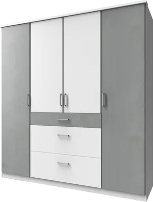 Produktbild von Kleiderschrank Click Schlafzimmerschrank mit Schubladen Ausführung wählbarweiß / Beton lichtgrau