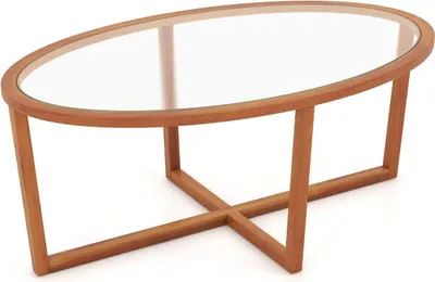 Immagine prodotto di Tavolino da caffè in vetro con base a croce e gambe in legno di acacia Tavolo moderno in vetro