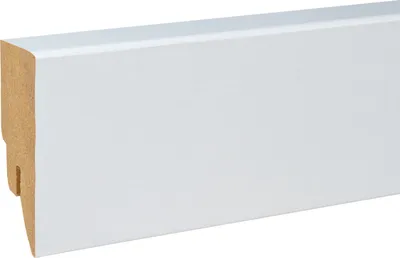 Produktbild von Sockelleiste MDF 16 x 58 x 2500 mm Weiß zum Kleben, Clipsen, Schrauben & Nageln MDF-Kern foliert Fußleiste by PROVISTON 62.5 Meter | 25 Stück
