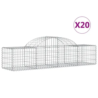 Produktbild von vidaXL Gabionen mit Hochbogen 20 Stk. 200x50x40/60 cm Verzinktes Eisen