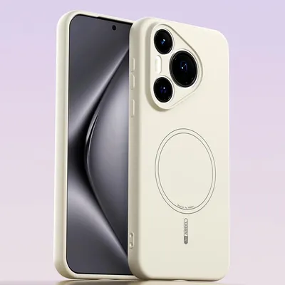Image de Etui magnétique pour Huawei Pura 70, compatible avec MagSafe, silicone liquide, résistant aux chocs et aux rayures Beige