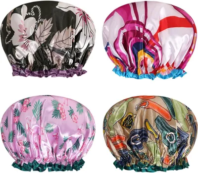Imagen del producto de Protectores para el cabello al ducharse, 2 unidades, impermeables, de gran tamaño, para mujeres y niñas