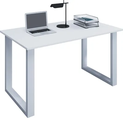 Produktbild von VCM Holz Schreibtisch | H. 76 x B. 110 x T. 50 cm | Computertisch schlicht | Füße aus hochwertigem Metall | Arbeitstisch | Büromöbel - Lona U