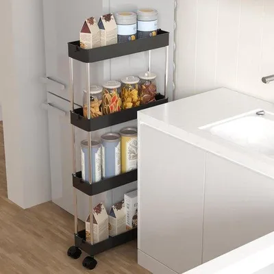 Produktbild von Schwarzes Servierwagen 4 Ebenen Stahl