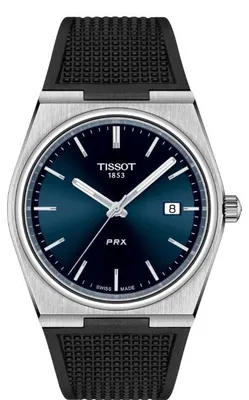Immagine prodotto di Tissot PRX 40 mm, quadrante blu, cinturino in gomma, movimento al quarzo