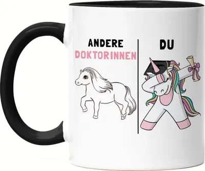 Produktbild von Andere Doktorinnen Du Tasse Schwarz Pferd Einhorn Geschenkidee Lustig Promotion Studium Ärztin