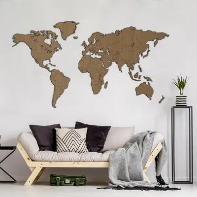 Zdjęcie produktu dla Giallobus - Mapa świata - dekoracja ścienna z drewna dębowego MDF - 190D x 105D cm - Drewno MDF - Rovere