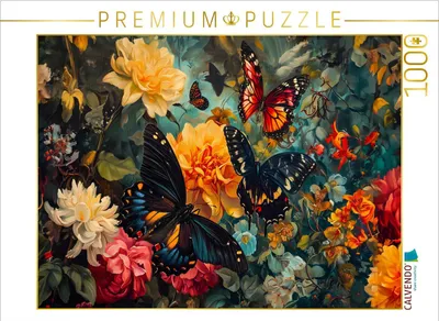 Produktbild von CALVENDO Puzzle Blütenflug der Schmetterlinge | 1000 Teile Lege-Größe 64x48cm Foto-Puzzle für glückliche Stunden
