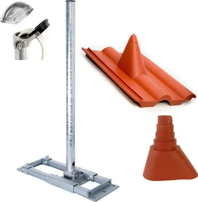 Produktbild von PremiumX DELUXE X130-48 Dachsparrenhalter 130cm Mast Kappe Frankfurter Pfanne rot