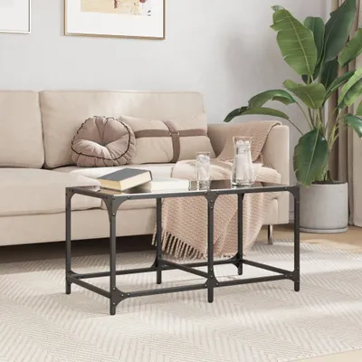 Produktbild von "2026 Promotion" Couchtisch Wohnzimmer - Kaffeetisch - mit Glasplatte Schwarz 78,5x40x40 cm Stahl - Sofatisch CC30296