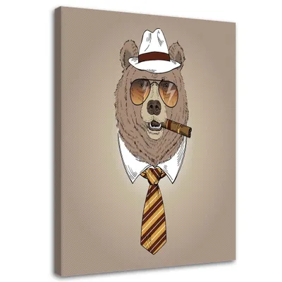 Produktbild von Leinwandbild bär mit zigarre 70x100 cm Feeby braun wandbild bereit zum aufhängen