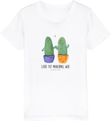 Produktbild von Mr. & Mrs. Panda Kleinkinder T-Shirt Kaktus Liebe 9-11 Jahre (134/146) - Weiß - Geschenk, Pärchen, Kinder-T-Shirt, Hochzeit, Kindershirt, Verlobung, Kakteen, Teenager