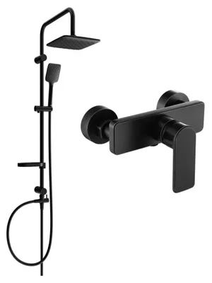 Image de Mexen Sven ensemble de douche apparent avec pommeau de douche et mitigeur Cetus, noir - 744340262-70