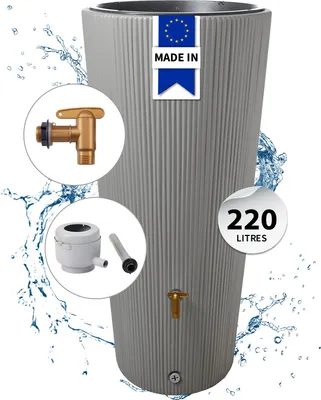 Image de 4rain Réservoir VASO DÉCOR 2en1 220 L, gris zinc incl. robinet de vidange en plastique et raccord de descente