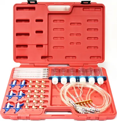 Produktbild von Rücklaufmengen Prüfgerät für Common Rail CDI Einspritzdüsen 24 x Adapter